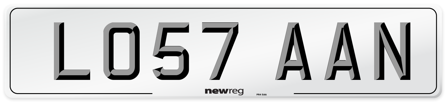LO57 AAN Number Plate from New Reg